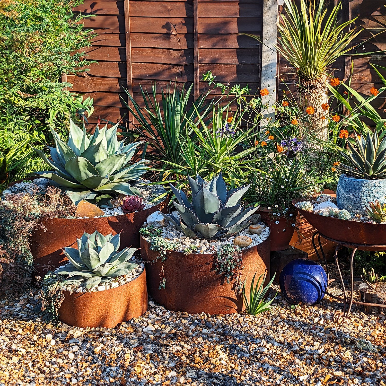 Circular Rustic Steel Planter from Steel Garden Planters