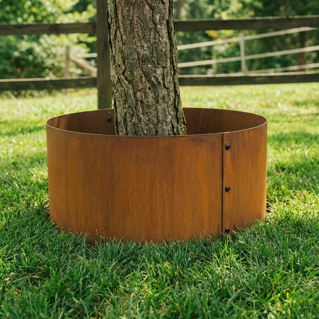 Bolt-Up Circular Rustic Steel Tree Ring & Planter - 900mm Diameter x 600mm Height