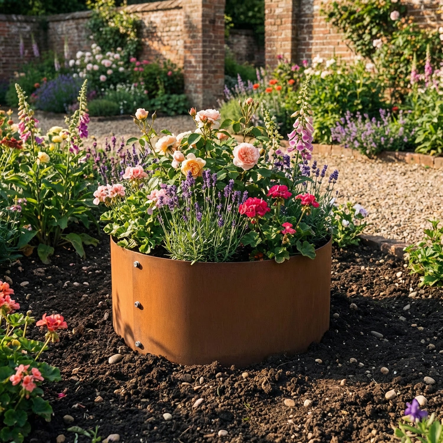 Bolt-Up Circular Rustic Steel Tree Ring & Planter - 600mm Diameter x 200mm Height