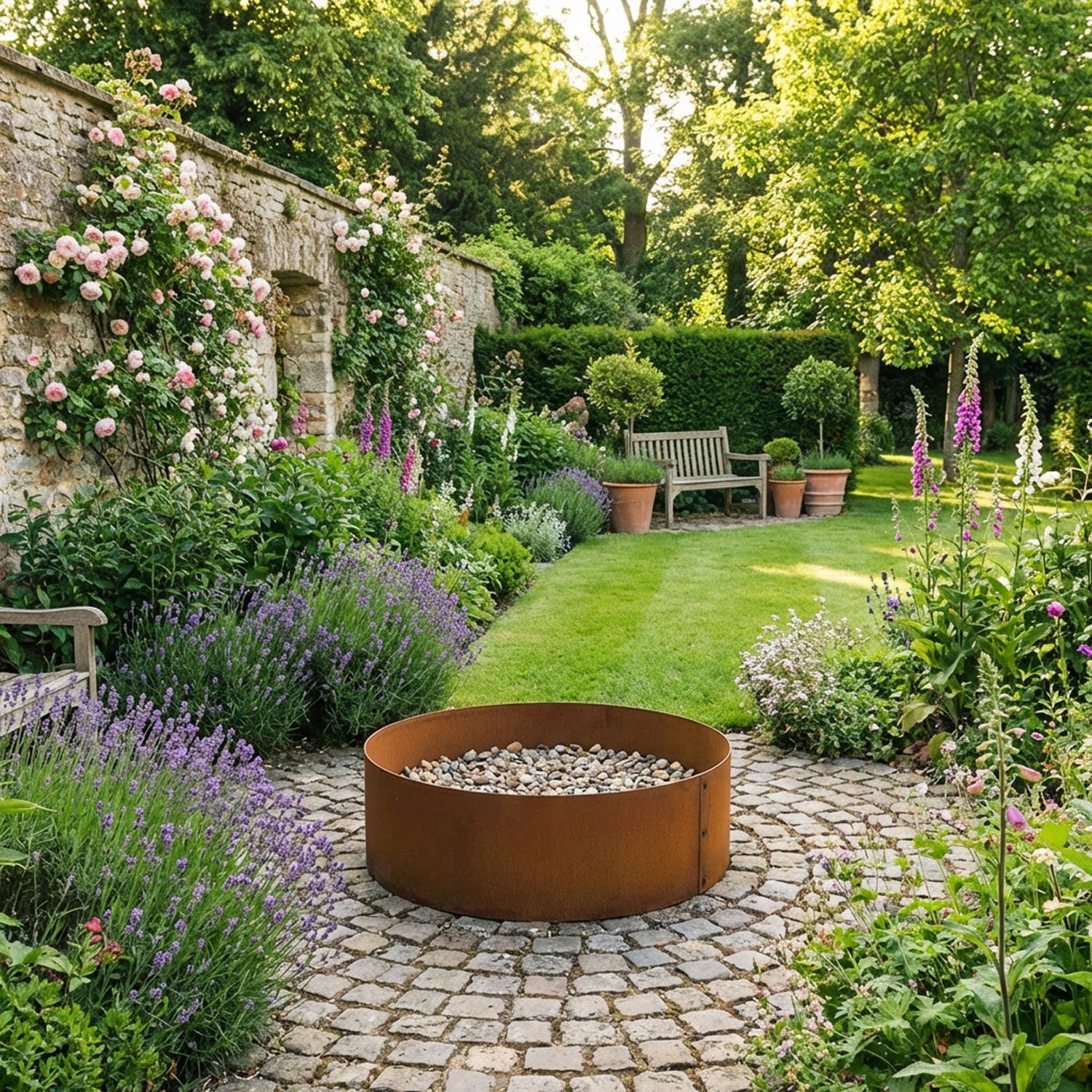 Bolt-Up Circular Rustic Steel Tree Ring & Planter - 900mm Diameter x 300mm Height