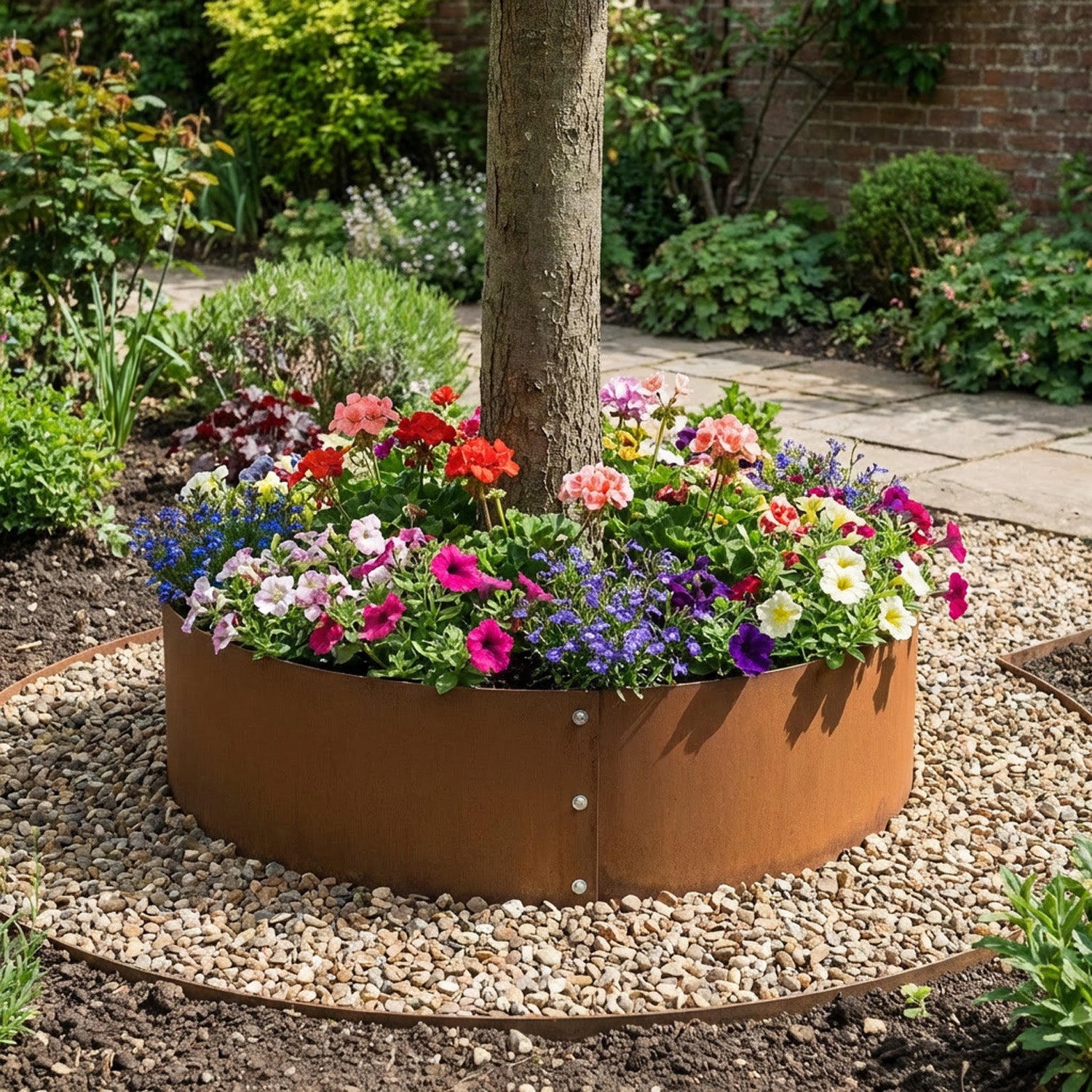 Bolt-Up Circular Rustic Steel Tree Ring & Planter - 900mm Diameter x 120mm Height