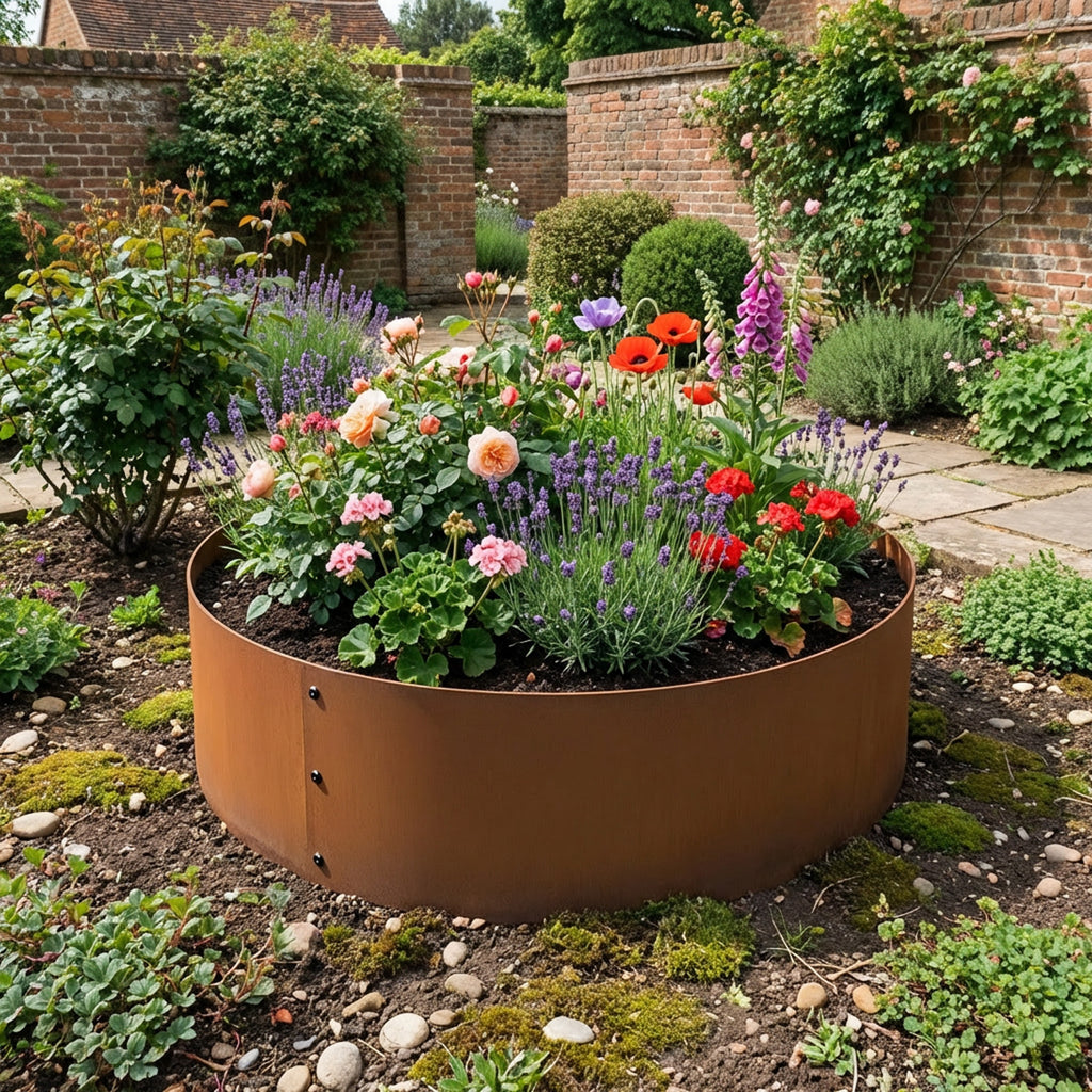 Bolt-Up Circular Rustic Steel Tree Ring & Planter - 400mm Diameter x 120mm Height