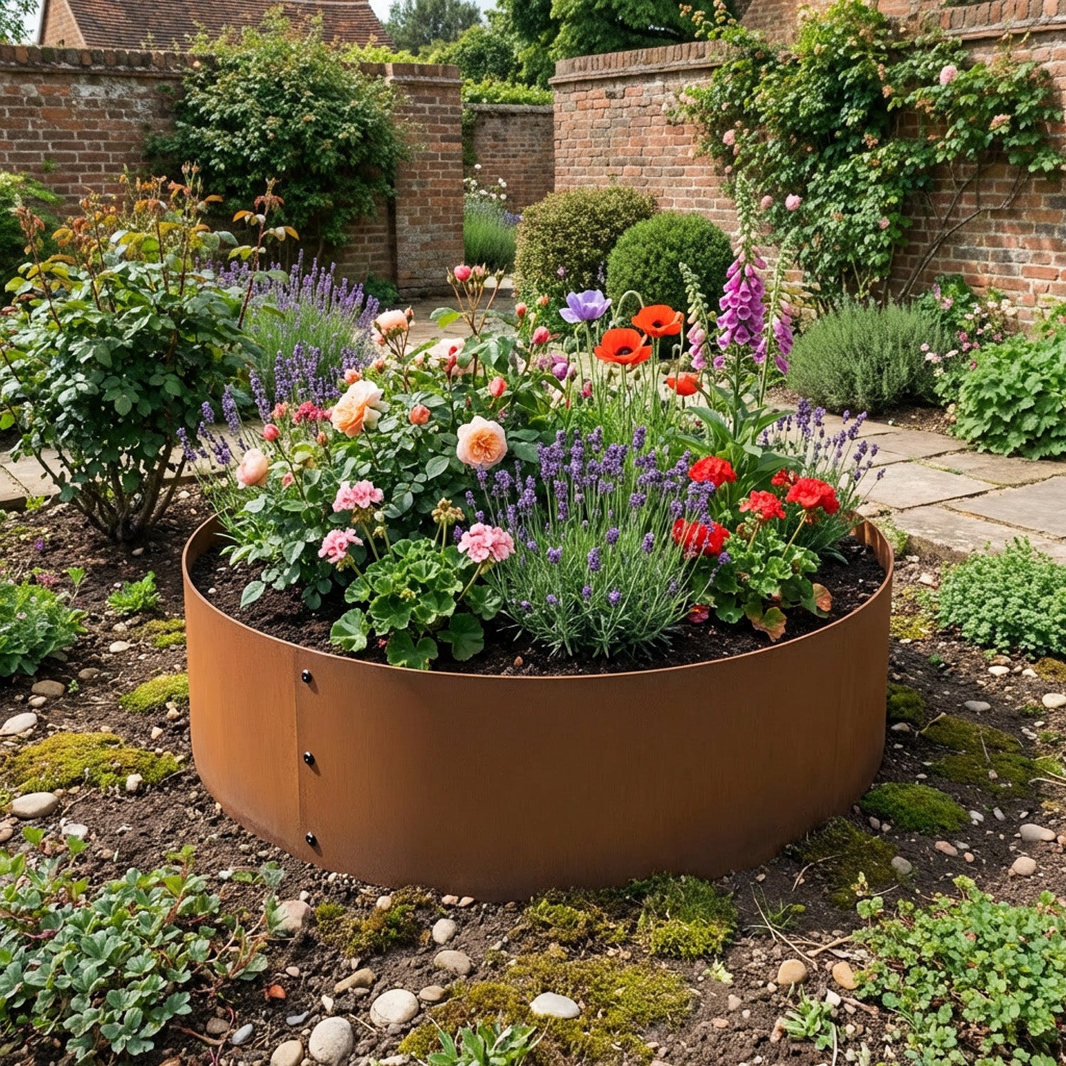Bolt-Up Circular Rustic Steel Tree Ring & Planter - 400mm Diameter x 120mm Height