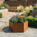 Hexagon-Shaped Rustic Steel Planter - 600mm Diameter x 400mm Height