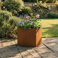 Hexagon-Shaped Rustic Steel Planter - 400mm Diameter x 400mm Height
