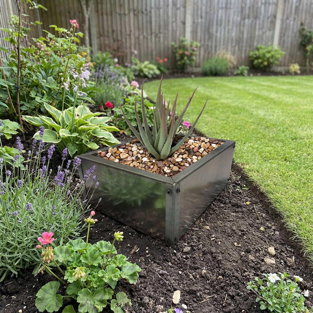 Rectangular Flat-Pack Rustic Steel Planter - 600mm W x 400mm L x 150mm H