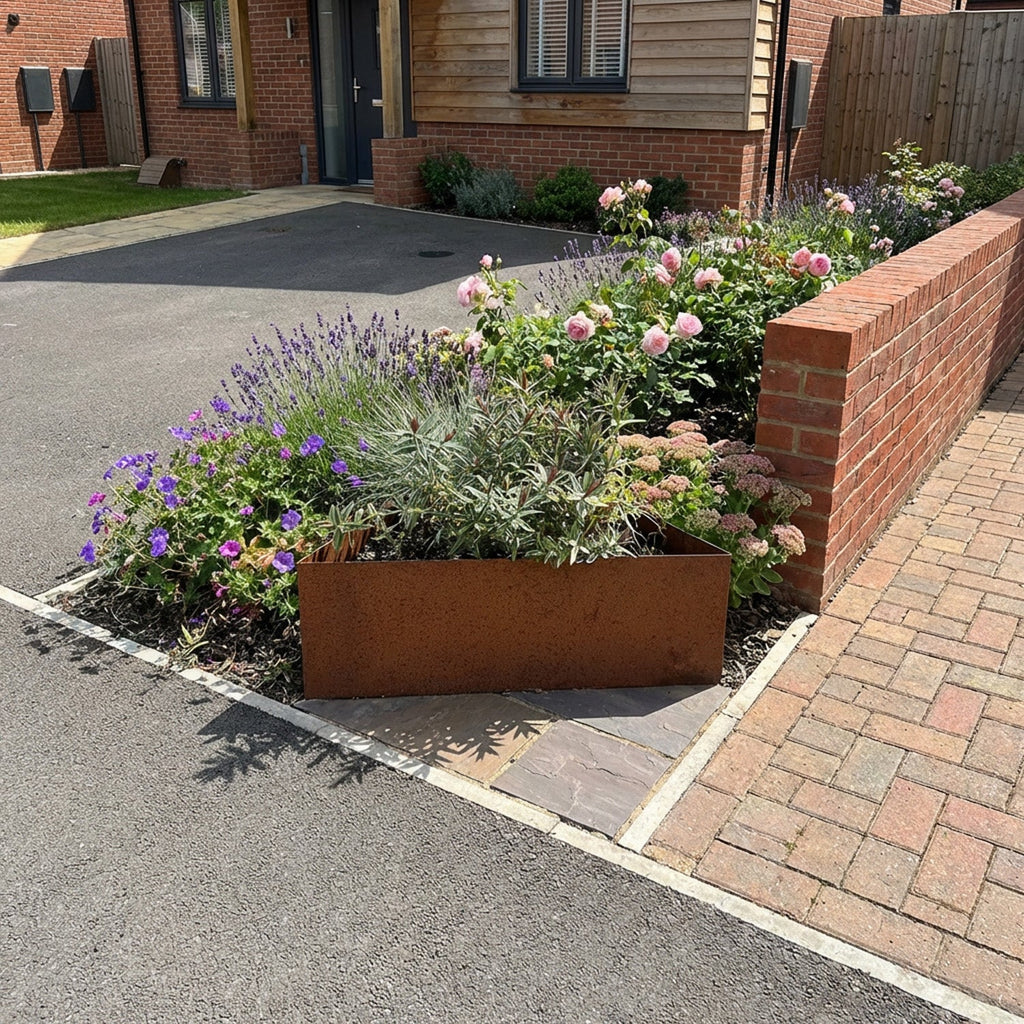 Triangle Rustic Steel Planter - 600mm Width x 300mm Height