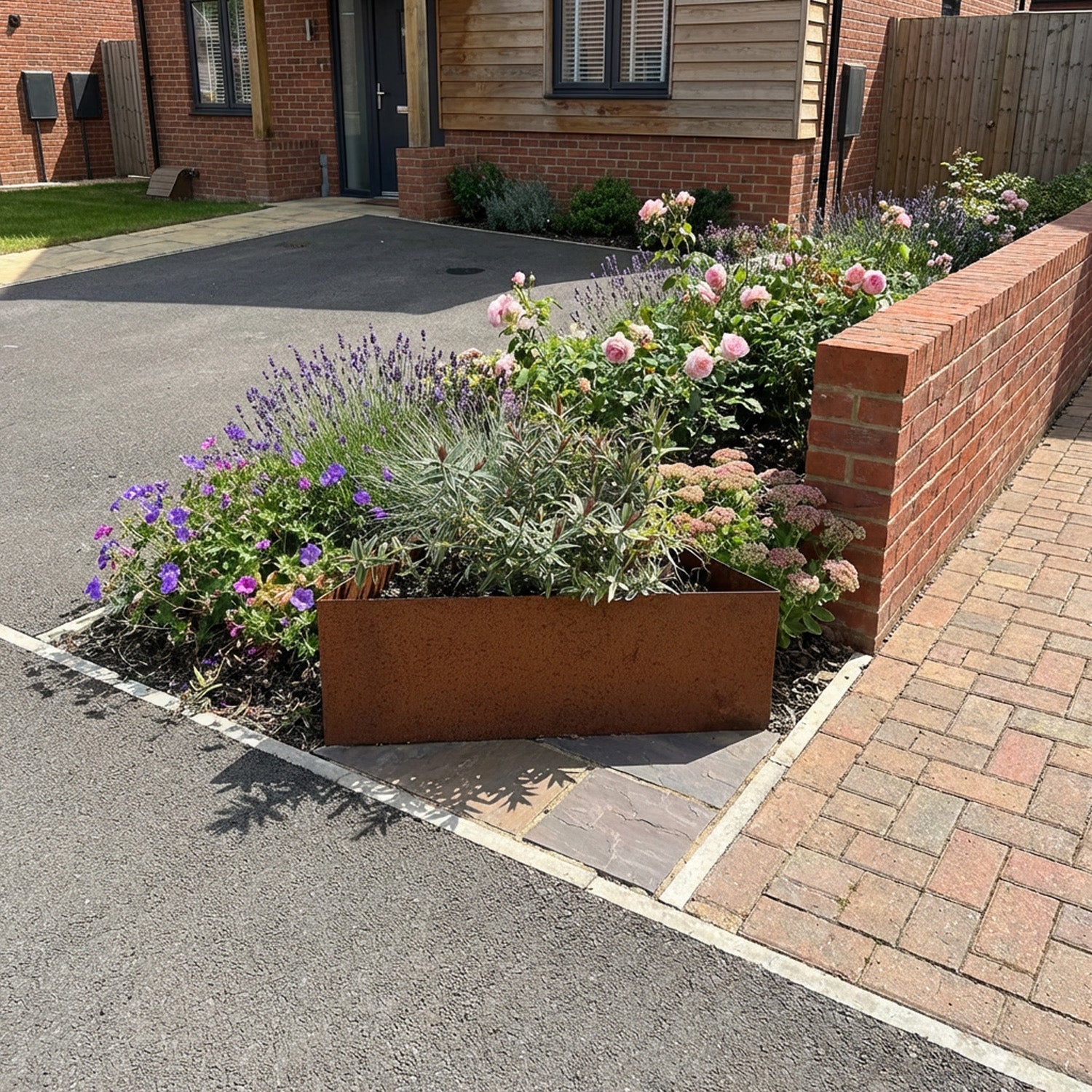 Triangle Rustic Steel Planter - 600mm Width x 300mm Height