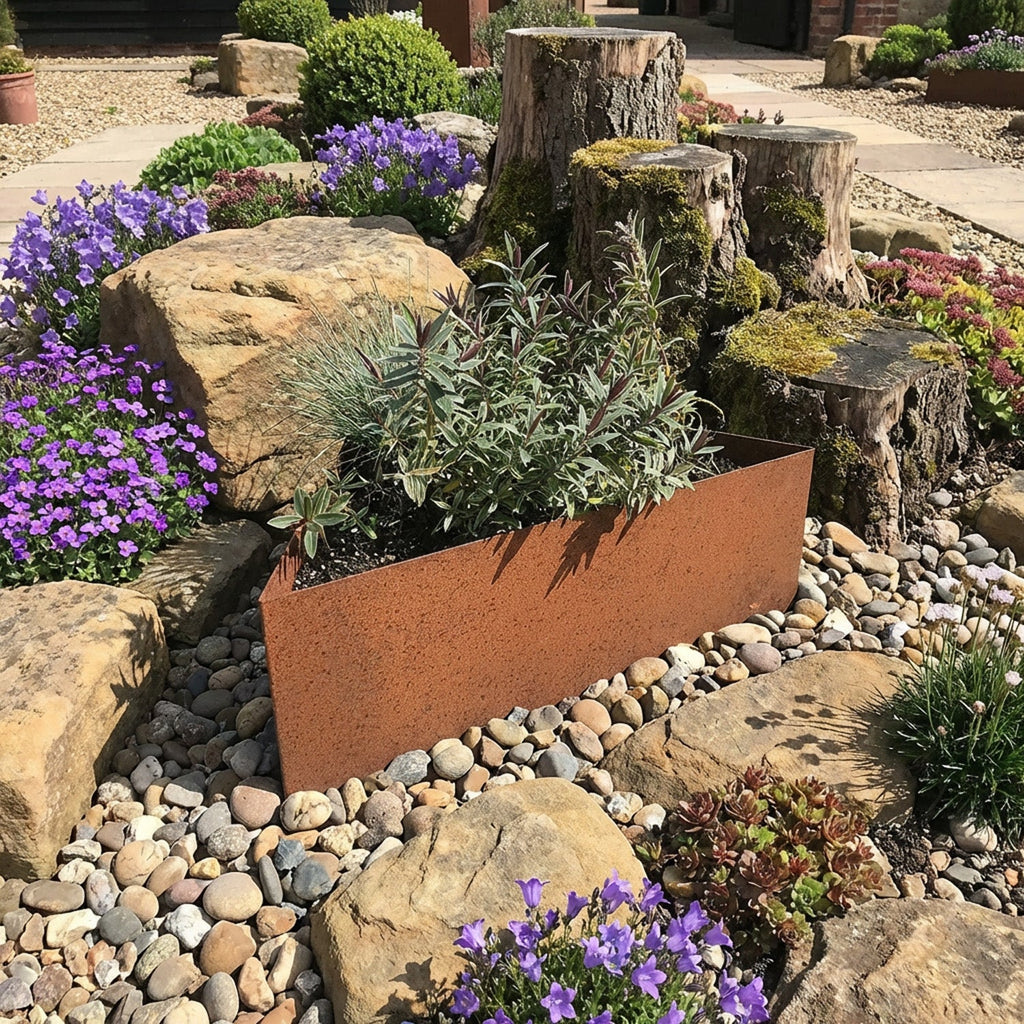 Triangle Rustic Steel Planter - 600mm Width x 200mm Height