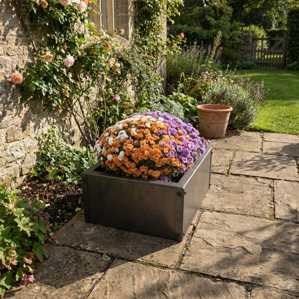 Large Custom-Size Flat-Packed Rectangular Rustic Steel Planter (Maximum Dimensions = 1200mm)