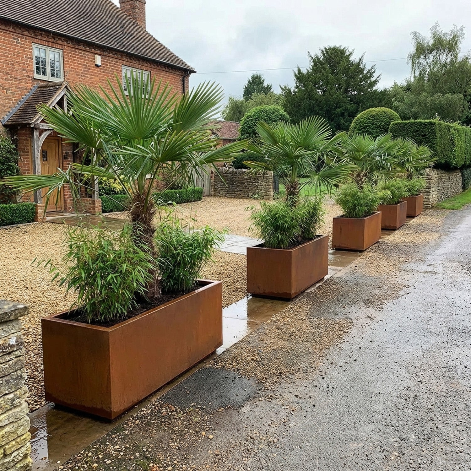 Commercial Grade Rustic Steel Planter Troughs - 1150mm x 575mm Top x 500mm Height