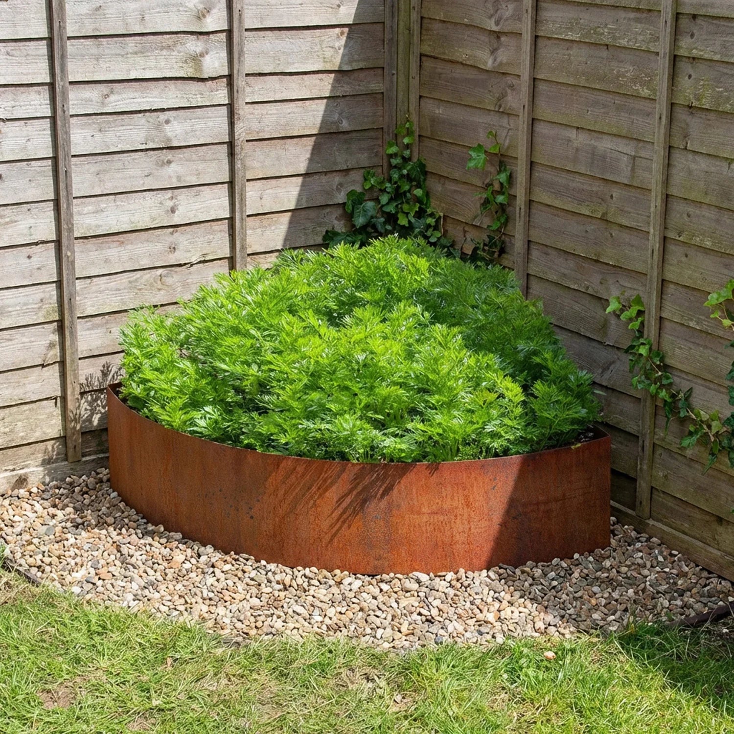 Large Custom-Size Quarter-Circle Rustic Steel Planter (Maximum Radius = 1200mm)