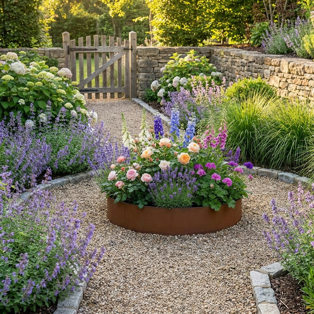 Circular Rustic Steel Planter & Tree Ring - 900mm Diameter x 120mm Height