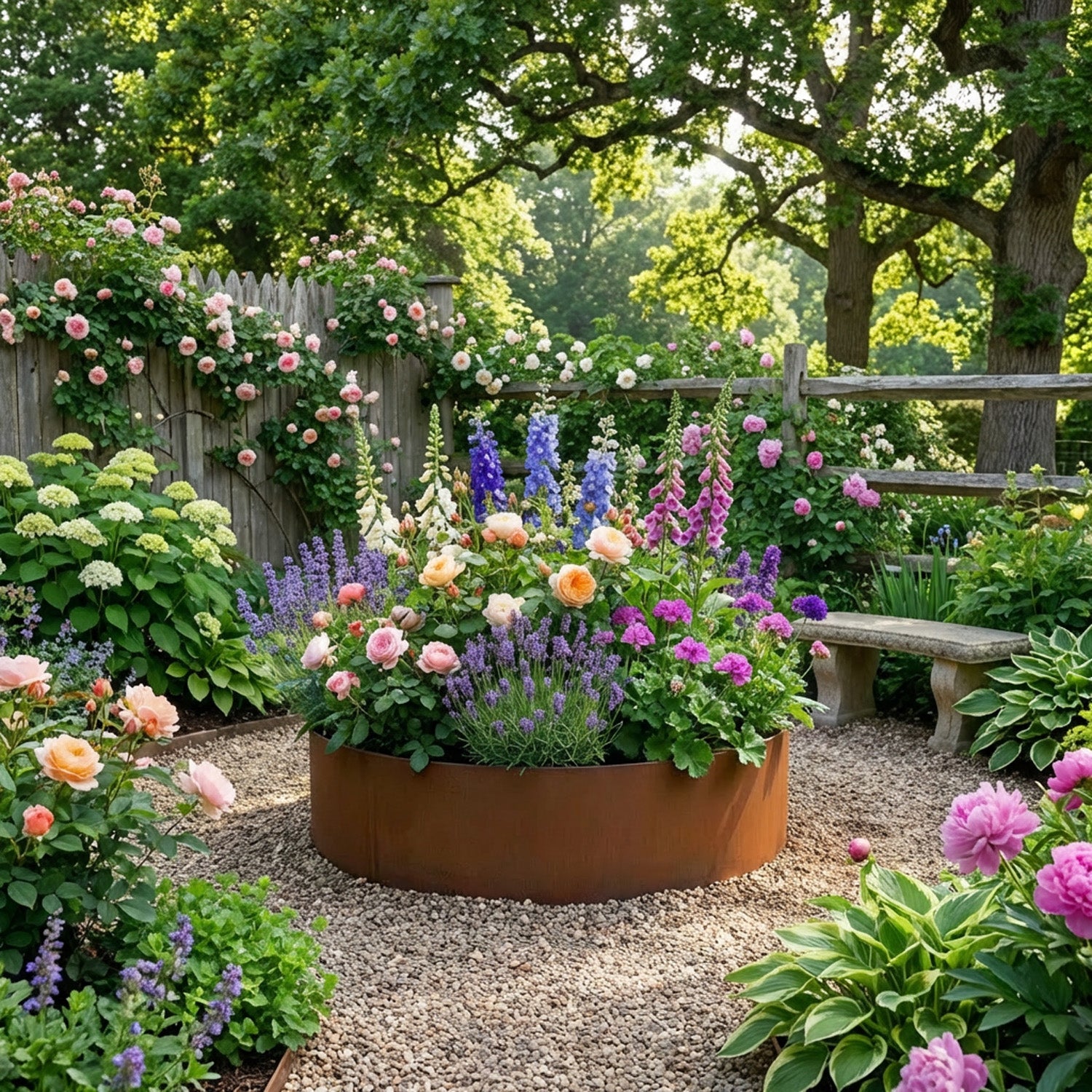 Custom Large Circular Rustic Steel Planter (Max Diameter = 2000mm)