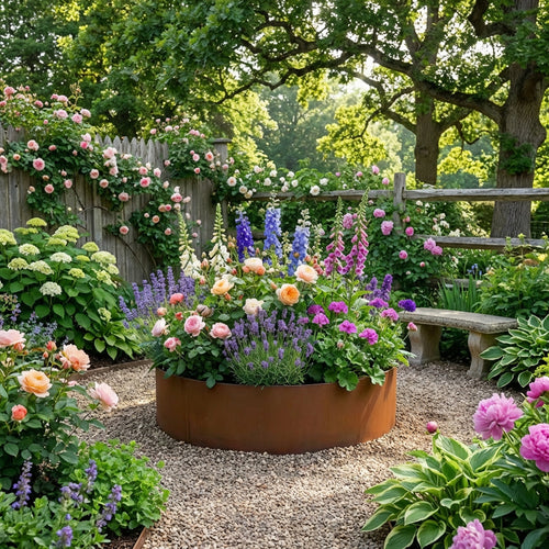 Circular Rustic Steel Planter & Tree Ring - 900mm Diameter x 200mm Height