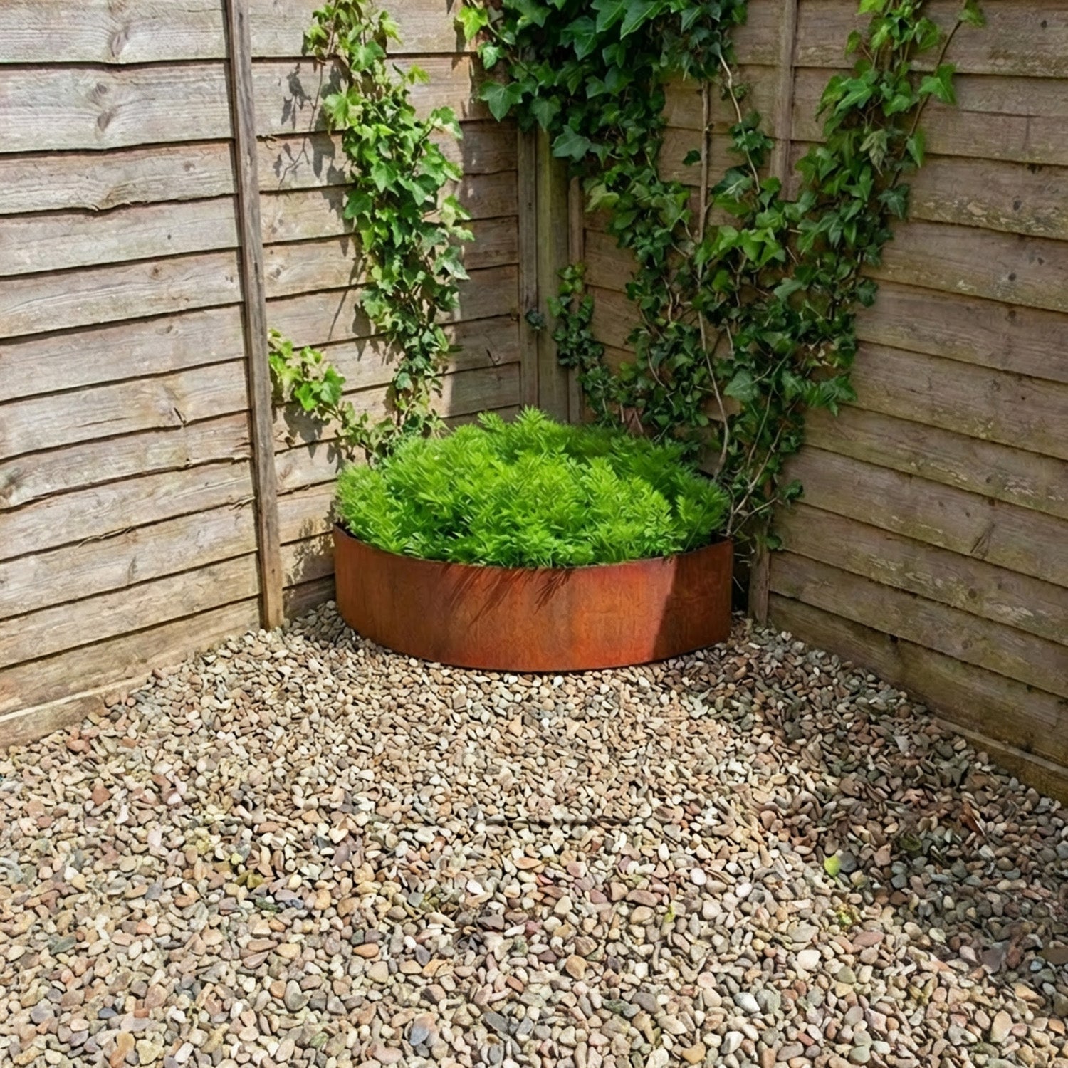 Custom-Size Quarter-Circle Rustic Steel Planter (Maximum Radius = 600mm)