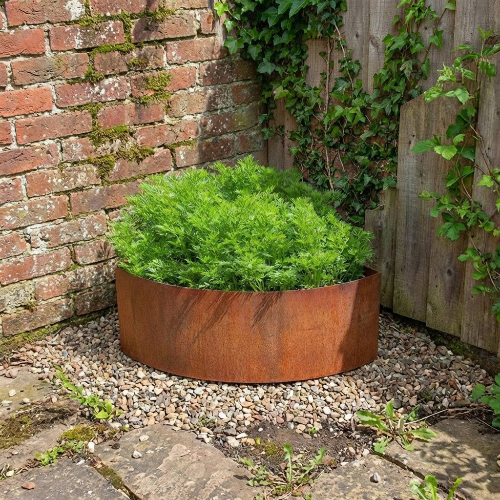 Large Custom-Size Quarter-Circle Rustic Steel Planter (Maximum Radius = 1200mm)