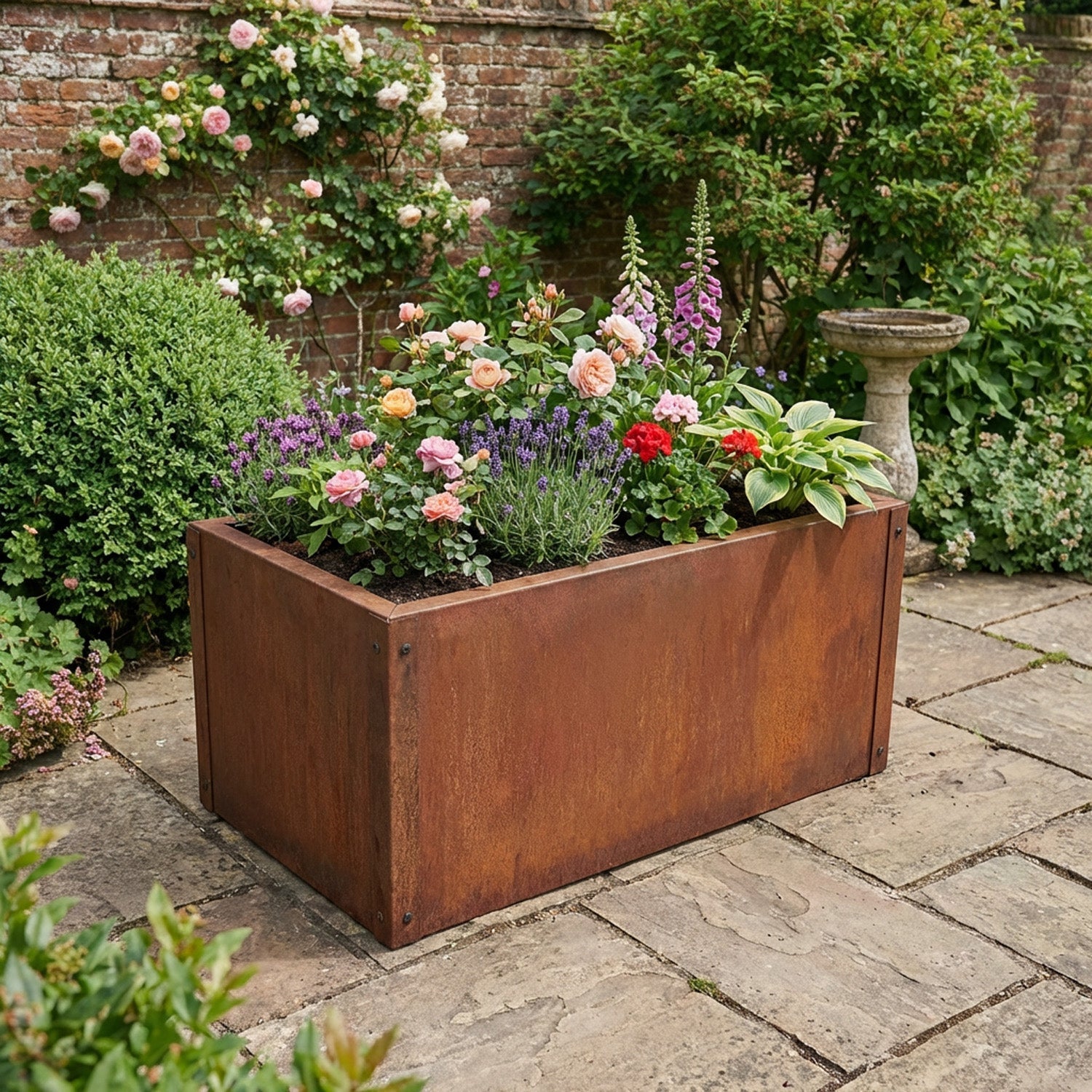 Custom-Size Flat-Packed Rectangular Rustic Steel Planter (Maximum Dimensions = 600mm)