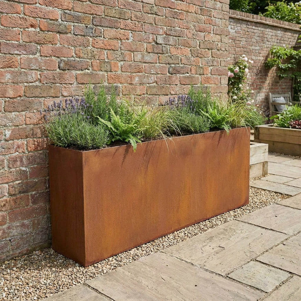 Large Custom Size Rectangular or Square Rustic Steel Planter (Max. Sides = 2000mm + Max. Height = 800mm)