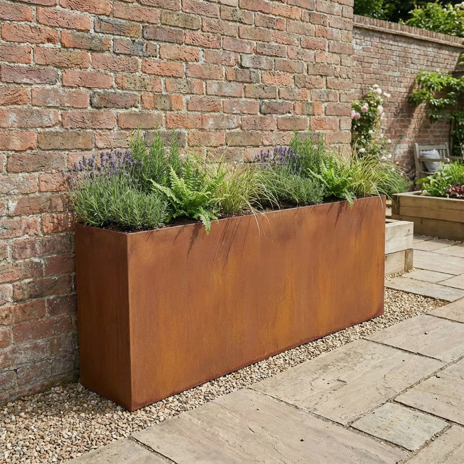 Large Custom Size Rectangular or Square Rustic Steel Planter (Max. Sides = 2000mm + Max. Height = 800mm)