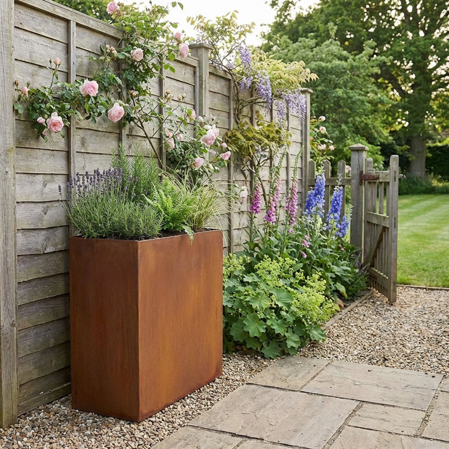 Large Custom Size Rectangular or Square Rustic Steel Planter (Max. Sides = 2000mm + Max. Height = 800mm)