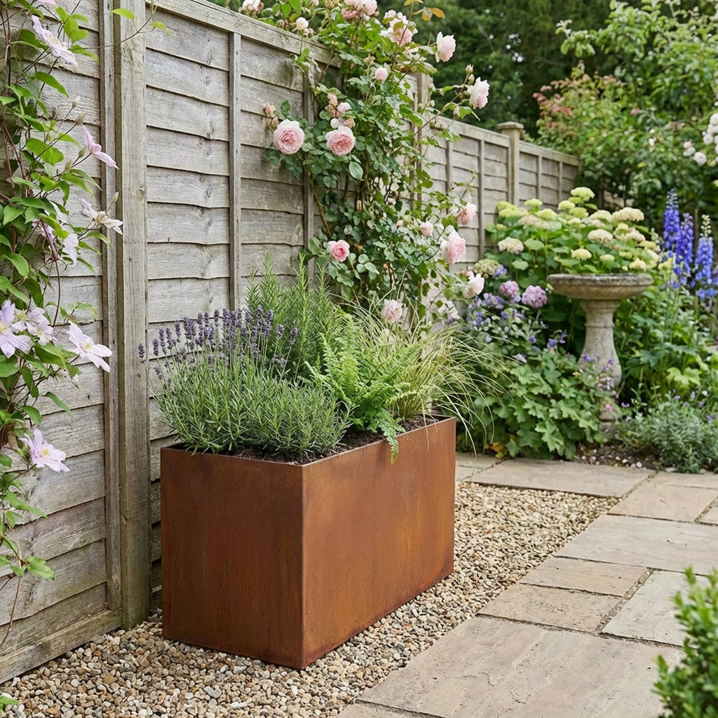 Large Custom Size Rectangular or Square Rustic Steel Planter (Max. Sides = 2000mm + Max. Height = 800mm)