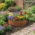 Circular Rustic Steel Planter with Base - 400mm Diameter x 120mm Height
