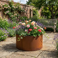 Circular Rustic Steel Planter with Base - 400mm Diameter x 400mm Height