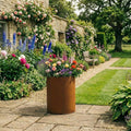 Circular Rustic Steel Planter with Base - 400mm Diameter x 600mm Height