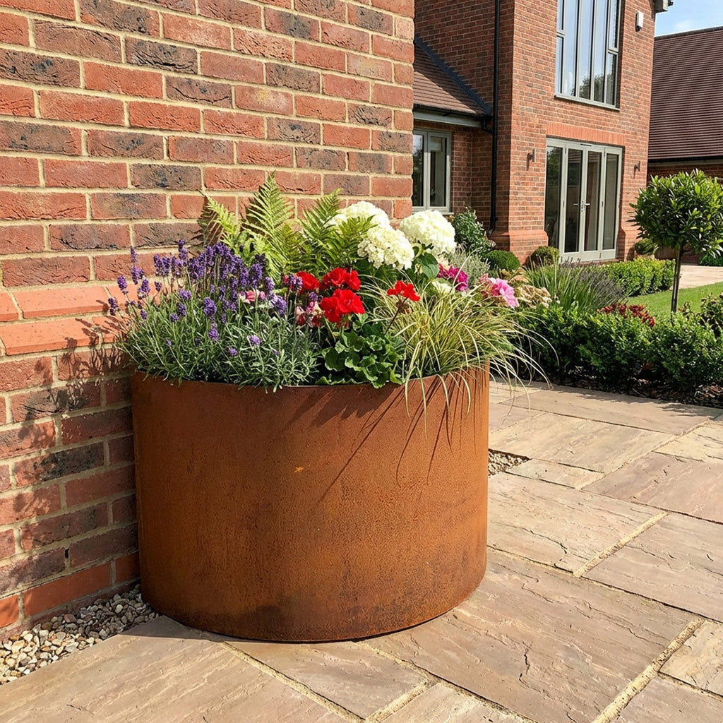 Custom-Size Semi-Circle Rustic Steel Planter (Max. Diameter = 600mm)