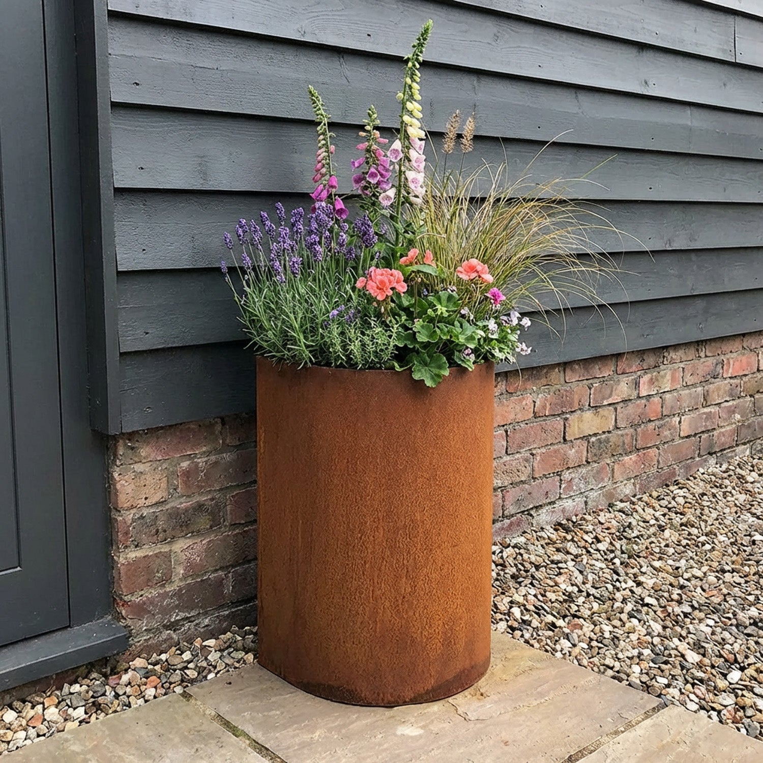 Large Custom-Size Semi-Circle Rustic Steel Planter (Max. Diameter = 1500mm)