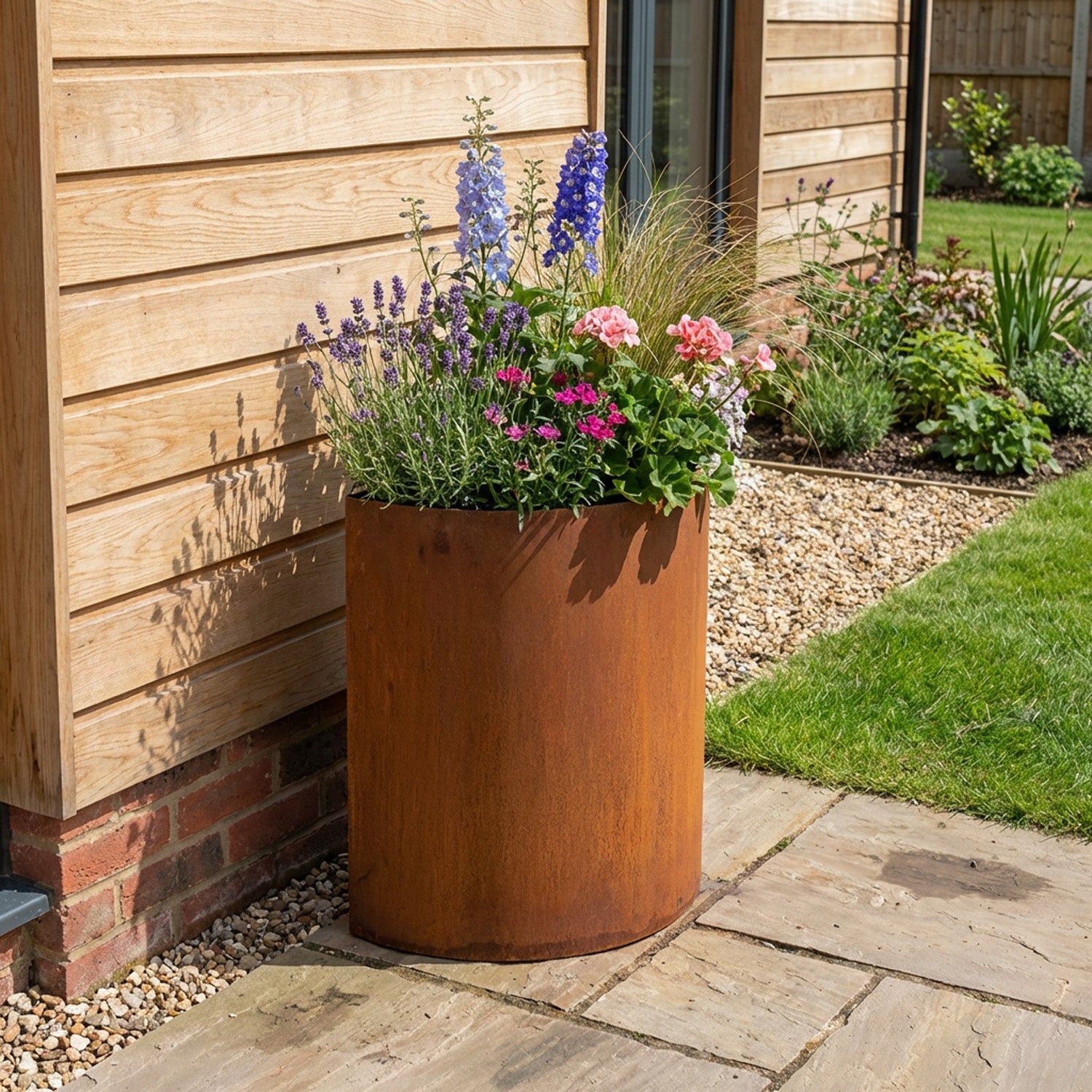 Custom-Size Semi-Circle Rustic Steel Planter (Max. Diameter = 600mm)