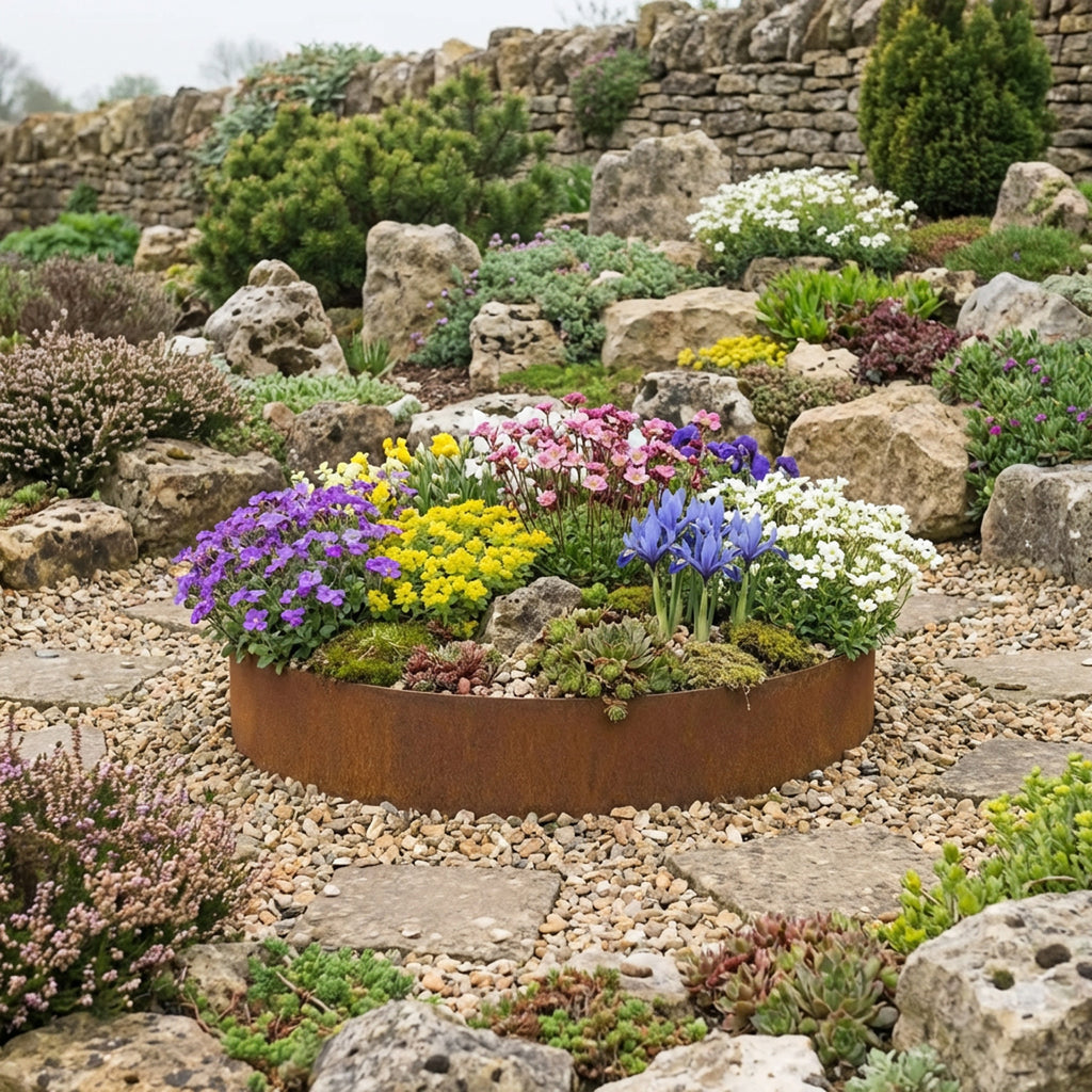 Circular Rustic Steel Planter with Base - 900mm Diameter x 200mm Height