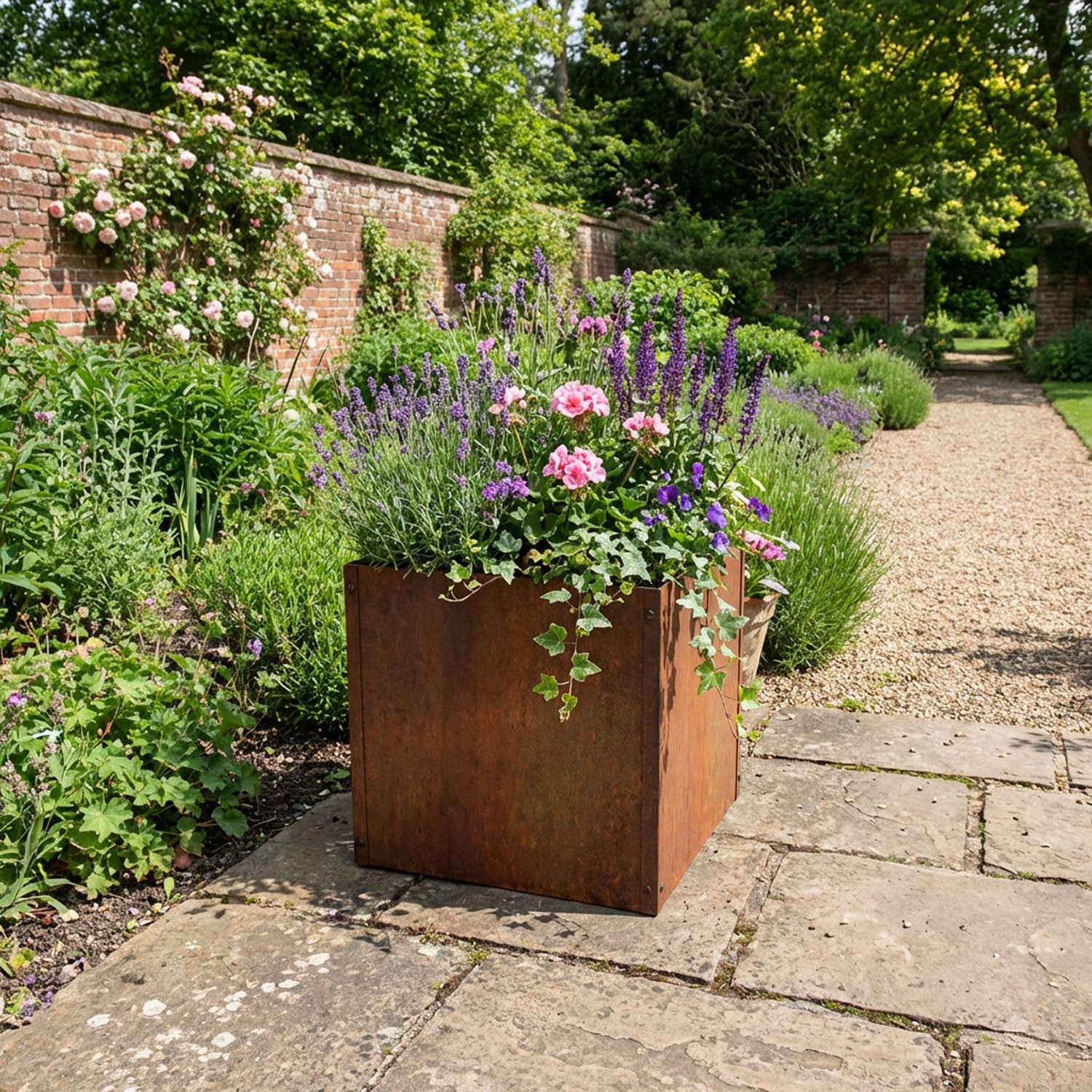 Large Custom-Size Flat-Packed Cubic Rustic Steel Planter (Maximum Dimensions = 1200mm)