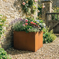 Square Rustic Steel Planter - 600mm x 600mm Top x 600mm Height