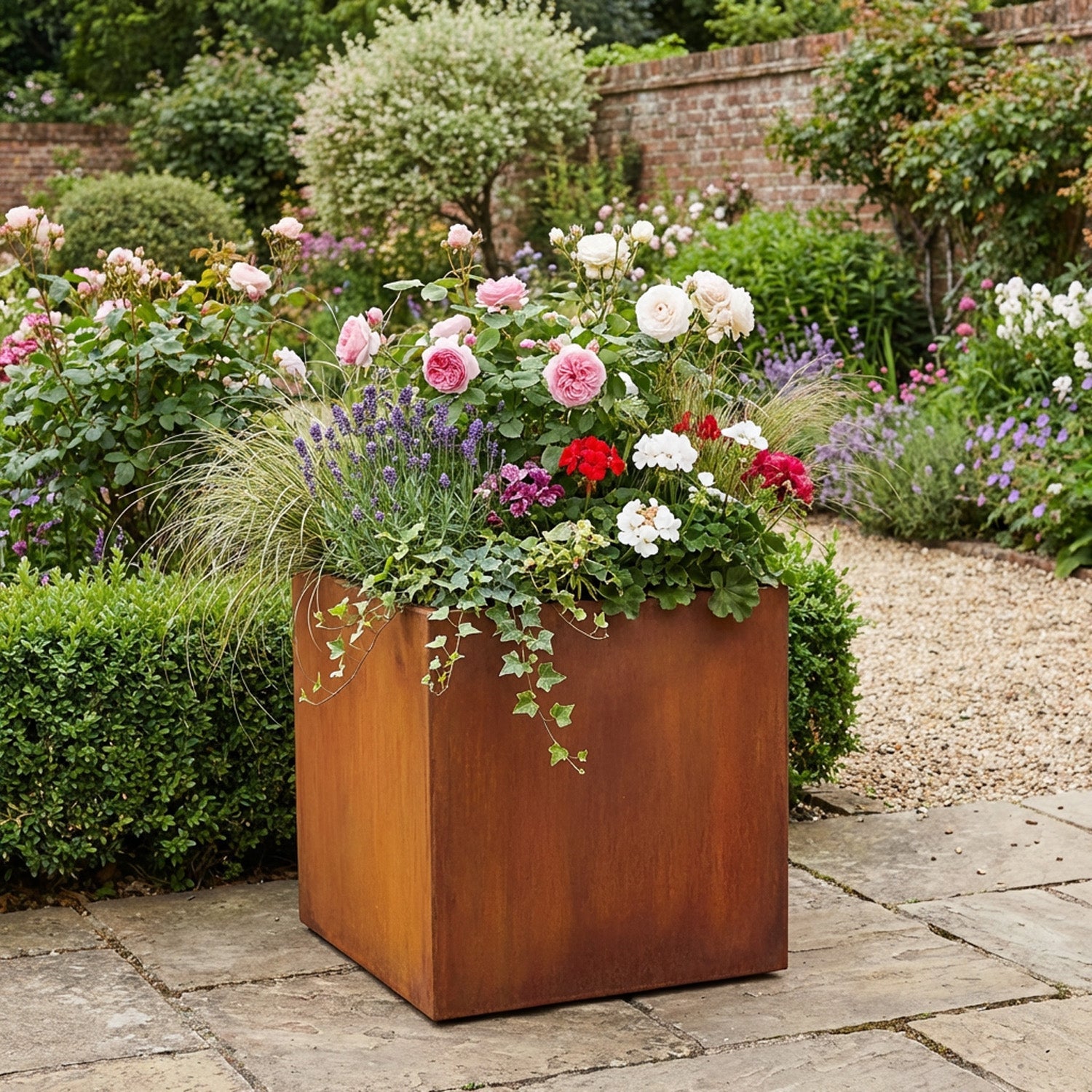 Large Custom Size Rectangular or Square Rustic Steel Planter (Max. Sides = 2000mm + Max. Height = 800mm)