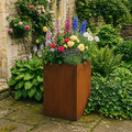 Square Rustic Steel Planter - 400mm x 400mm Top x 1000mm Height